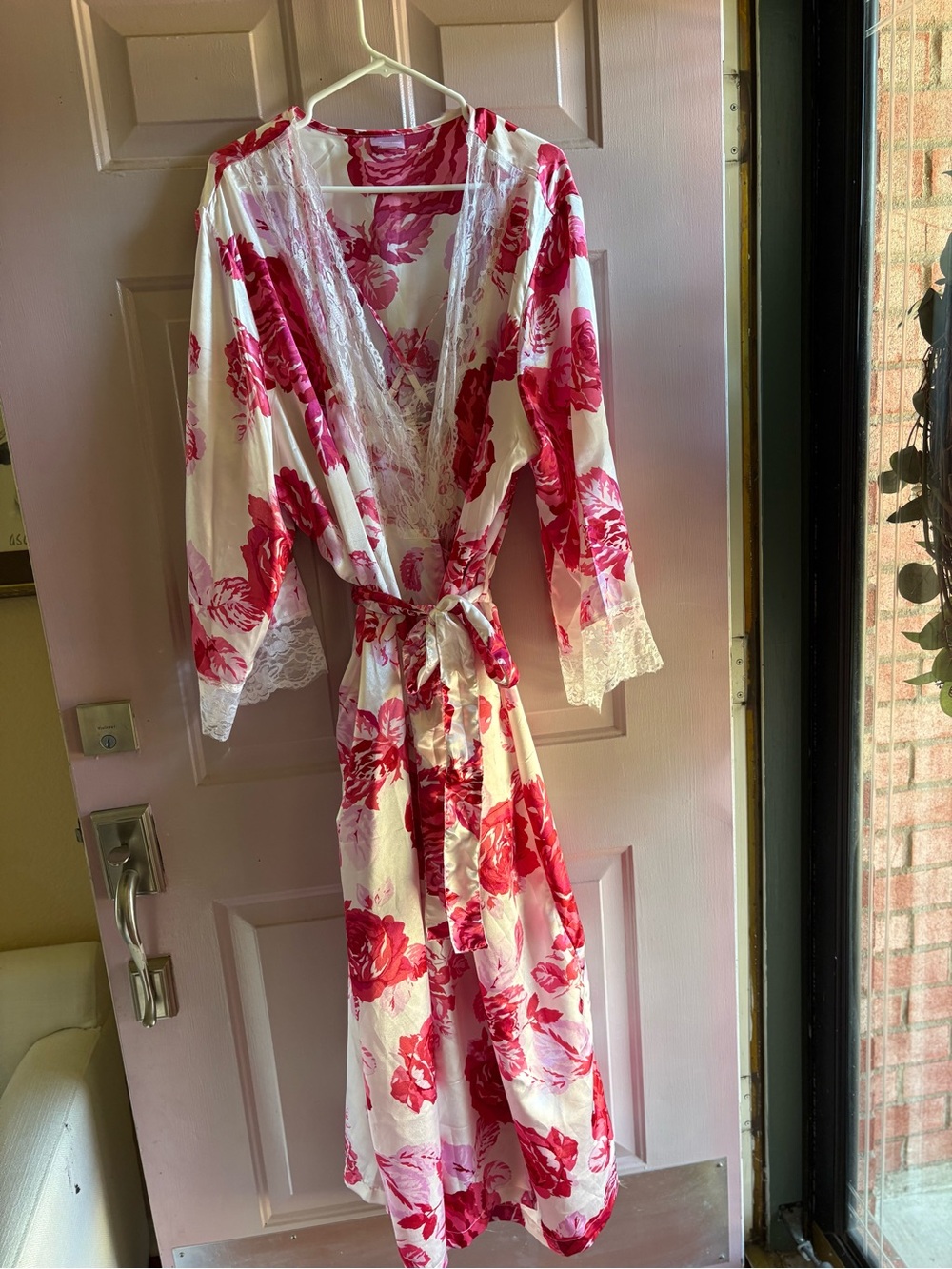 Floral Lace-Trim peignoir / lingerie set  - Pink/White NWOT
